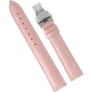dayeer Dames lederen horlogeband voor PP Horlogeband voor Omega Horlogeband voor Tissot damesarmband (Color : Pink silver, Size : 15mm)