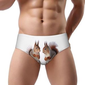 ELSMZXZD Herenslips, ondergoed, schattige eekhoorn, rekbare driehoekige slips voor heren, zacht, comfortabel en ademend, 3d, S