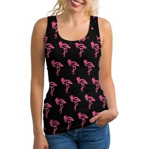 Roze Flamingo Neon Lichtgewicht Tank Top voor Vrouwen Mouwloze Workout Tops Yoga Racerback Running Shirts 2XL