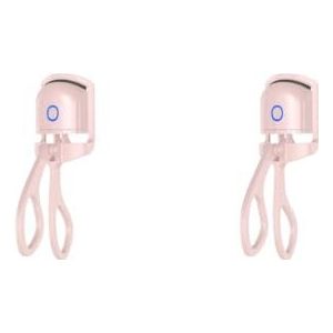 2 Set Draagbare Verwarmde Wimper Curler Type C Oplaadbare Snelle Verwarming Tool Mini Roze