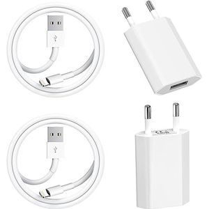 iPhone oplaadkabel met voeding, Apple MFi gecertificeerd, 2 stuks iPhone-oplader en Lightning naar USB-kabel (1 m) USB-stroomadapter voor iPhone 13 12 11 Pro Max/SE/XS Max/XS/XR/X/8 7 6 Plus/6s/5S/5