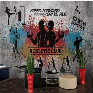 Vintage Fitness Oefening Graffiti Grijs 3D Behang Home Luxe Decoratie Slaapkamer Woonkamer Bank Blaapkamer TV Achtergrond Muur-150cm×105cm
