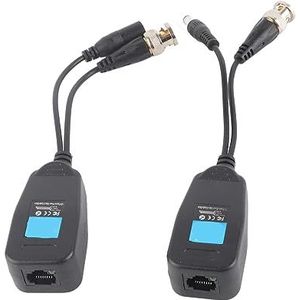 Video balun transceiver, Tangxi DC-8MHZ 2 stuks x BNC video power balun met power LED display Compatibel met HD-CVI, HD-TVI en HD-AHD signalen