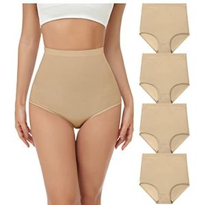 wirarpa Onderbroeken dames katoen ondergoed super hoge taille vrouwen slips 4-pack, huidskleur - 4-pack, 7XL