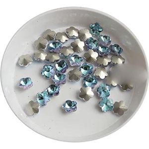 Leuke Mini Bloem 6MM Puntige Bodem 3D Kristalglas Nagel Strass Steen DIY Manicure Decoratie Accessoires-06. Violet blauw,Bloem 6mm,30st