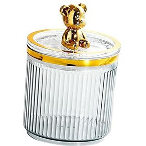 Make-up wattenstaafje bal pad houder met deksel voor badkamer aanrecht desktop grijs 9 x 13,5 cm, Grijs 9 X 13,5 cm, 9 x 13.5cm, als beschrijving