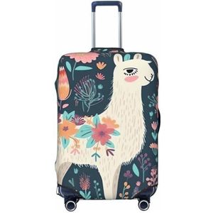 LZQPOEAS Leuke lama bloemenprint bagage cover elastische wasbare koffer cover protector mode reizen bagage covers fit 18-32 inch bagage, Zwart, M