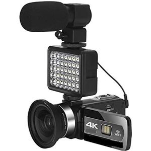 Videocamera Vlogcamera Recorder Groothoek 4K digitale videocamera's Slow Motion Loop Recording Microfoon Camcorder Autofocus Streaming Webcam Vlog Kit(32G SD Card,Generation 3)