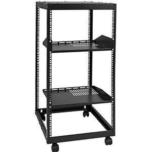 VEVOR 20U Open Frame Server Rack, 15""-40"" Verstelbare Diepte, Vrijstaand of Wandmontage Netwerk Server Rack, 4 Post AV-rack met wielen, Houdt Al Uw Netwerken IT-apparatuur AV Gear Router Modem