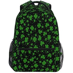 RXYY groene klaver Shamrocks laat school rugzak voor jongens meisjes grote capaciteit boekentas reistas schouder college Daypack schooltas boekentas wandelen camping