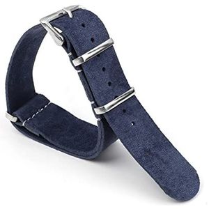 MENGKE Zacht Suède Horlogebandje 18mm 20mm 22mm 24mm Blauw Zwart Bruin Horlogeband Roestvrij Stalen Vierkante Gesp For Mannen Horloge(Blue,22mm)