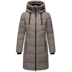 MARIKOO Natsukoo XVI Winterjas voor dames, warme gewatteerde jas, lang, met capuchon, XS-XXL, grijs, XL