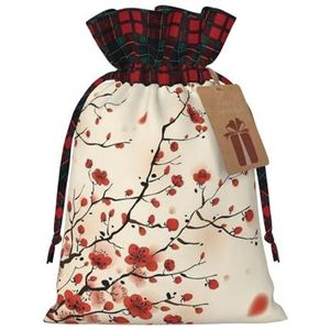 Japanse Lente Plum Bloemen Kerst Gift Bags, Grote Maat Kerst Zakken Voor Geschenken Party Gunsten, Xmas Gift Zakken, Vakantie Tas