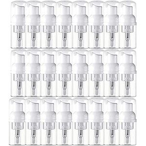 1 oz Mini Lege Foam Pomp Fles Hervulbare Clear Plastic Foam Mousse Pomp Fles Schuimende Zeeppomp Dispenser voor Reiniging, Reizen, Cosmetica Verpakking (24 STKS, 30 ML, Helder)