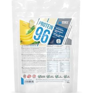 FREY Nutrition PROTEIN 96 (banaan, 500 g) ideaal voor koolhydraatarme dieetfases en als tussenmaaltijd - hoog caseïne-gehalte - low carb - Made in Germany