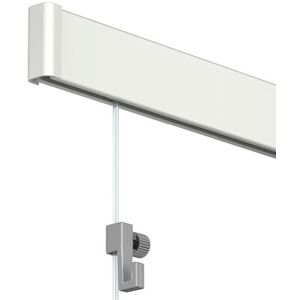 Artiteq Click Rail Schilderij Ophangsysteem, 400 cm | Wit Primer (RAL 9016) | Complete Set met Transparante Draden, Haken en Bevestigingsmateriaal | 30 kg p/m Draagkracht