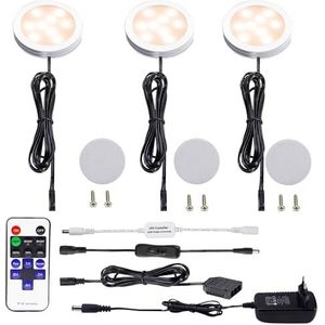 AIBOO Led-kastverlichting, Onderbouwlamp Keuken, 3 Stuks Met Afstandsbediening, Dimbare Keukenlicht Voor Onderkast
