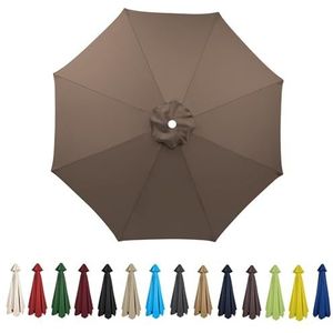 HonunGron Vervangende parasolluifel 2 m 2,7 m 3 m + 6 armen/8 armen vervanging parasol stoffen hoes voor tuintafel paraplu anti-ultraviolet vervangende parapludoek, Donkere Taupe, 3m / 8 Arms