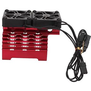 Koelventilator met dubbele ventilatormotor, handige installatie 8.4V 16000 rpm Borstelloze motorkoelventilator Goede warmteafvoer Fijn vakmanschap voor 1/5 afstandsbedieningsauto(rood)