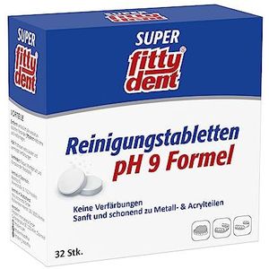 4 x Fittydent reinigingstabletten 32 st - reinigen & verzorging reinigingstabletten met P9 verzorgingsformule - voorkomen verkleuringen