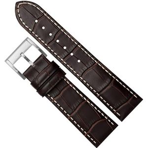dayeer Koeienhuid lederen horlogeband voor Hamilton Khaki Aviation Classic Series horlogeband met vouwgesp herenarmband (Color : Brown 02-silver a, Size : 22mm)