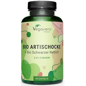 Vegavero BIOLOGISCH artisjokextract + BIOLOGISCH zwarte radijs | Uittreksels uit Frankrijk | 2,5% cynarine uit artisjok | Laboratoriumgetest | Vegan