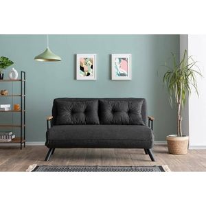 Dmora Merak 2-zitsbank, ombouwbare bank, gastensofa, bedstoel, 133 x 78 x 78 x 78 cm, asgrijs