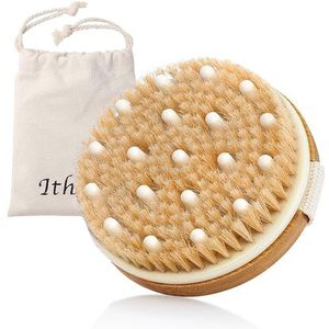 Ithyes Droge Borstel Body Brush Scrubborstel Natuurlijke Borstel Badborstel voor het verwijderen van dode huidtoxines, cellulitis, behandeling, verbetert lymfestelsel, exfolieert