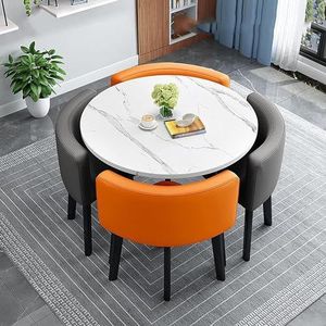 XIANGLV Eettafelset voor 4 vergaderzalen tafel ronde tafel en stoelen eetkamer tafel set voor 4 kleine ronde eettafel ronde keukentafel cirkel keukentafel (A7,80x80x75cm)