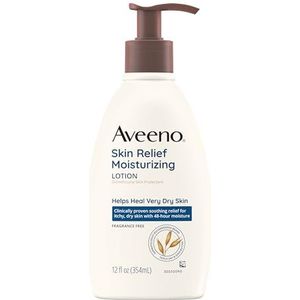 Aveeno Skin Relief Hydraterende Lotion voor zeer droge, jeukende huid met kalmerende drievoudige haver & sheaboter formule, geurvrij, 12 fl. Oz