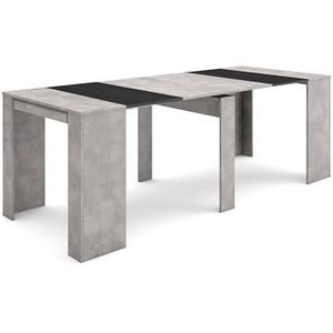 Skraut Home | Uitschuifbare Consoletafel | Console table | 220 | Voor 10 personen | Tafel | Moderne stijl | Cement