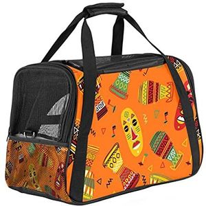 Pet Travel Carrying Handtas, Handtas Pet Tote Bag voor kleine hond en katIndian Africa Tribal Orange
