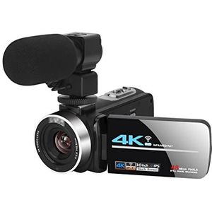 Videocamera Camcorder 4K videocamera camcorder webcam vlogging videocamera met microfoon 5 6MP 3.0 Inch Ir Nachtzicht wifi recorder camera's Multifunctionele vlogcamera(64G SD card,Nero)