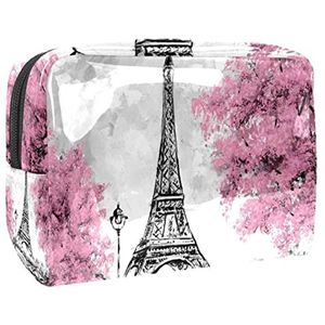 Make-uptas voor dames,waterdichte make-uptas,cosmetische reistas,Frankrijk Pairs Eiffeltoren Boom Afdrukken