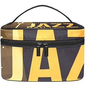 Internationale Jazz Dag 30 April Muziek Festival Make-up Organizer Bag, Reizen Make-up Tas Organizer Case Draagbare Cosmetische Tas voor Vrouwen en Meisjes Toiletartikelen, Meerkleurig, 22.5x15x13.8cm/8.9x5.9x5.4in