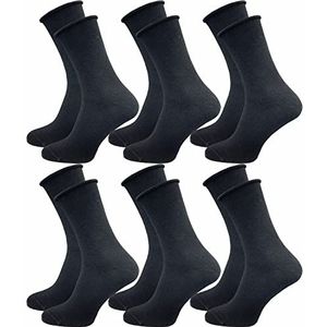 GAWILO Damessokken met rolrand (6 paar) | zonder drukkende naad en zonder rubberen druk | Diabeticissokken met versterkte hiel en teenpunt, zwart, 39-42 EU