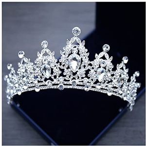 Strass Kroon Bruiloft haar tiara kristal bruids tiara kroon zilveren kleur diadeem sluier tiaras bruiloft haaraccessoires hoofdeces hoofd sieraden Koningin Kroon
