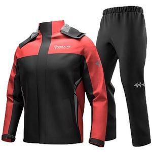 YEASQGS Motorfiets Regenpak Reflecterende Waterdichte Regenkleding 2 Stuk Set met Jas & Broek voor Volwassen Fietsen Rijden Motorpak, Rood, XL