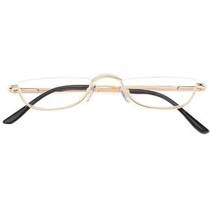 Leesbril Half montuur Semi-randloos Metaal Sterke bril Veerscharnier Heldere lens Lichtgewicht Mode Computerlezers for Mannen Vrouwen(Gold,2.0x)