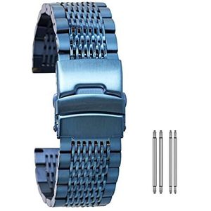 Horlogeband 18mm 20mm 22mm 24mm Goud/Rose Goud/Blauw RVS Horlogeband Vouwsluiting met Veiligheidsveer Bars Unisex Armband