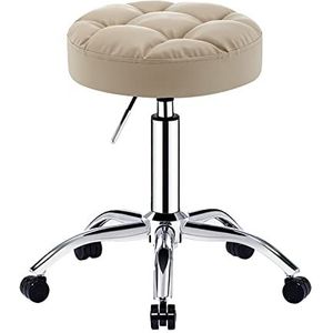 WYUYIWH Ronde rollende kruk schoonheidskrukken stoel verstelbare rolkruk stoel met wielen voor massage schoonheidssalon winkel thuis keuken, zware rollende draaibare kruk, G