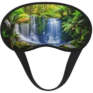 FZGGWYHL Groene Tropische Planten En Waterval Gedrukt Verduisterend Slaap Masker Hulp Oogmasker Reizen Slaap Oogmasker
