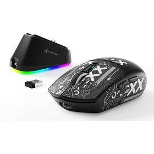 MAMBASNAKE x ATTACK SHARK G3PRO Gaming Muis met Magnetisch Oplaadstation, BT/2.4G Draadloos/Draadloos, PixArt PAW3311 Gaming Sensor, 59g Lichtgewicht, 25000 DPI LIGHTSPEED Gamer voor PC-Zwart + Tape
