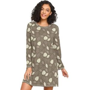LI ZHI XIN Nachthemd voor dames, lange mouwen, nachthemd, nachthemden voor dames, slaapkleding, ronde hals, losse grote maten, nachtkleding, XXXL, tropische boombladeren, planten, Meerkleurig, S