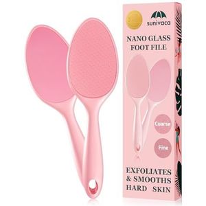 Sunivaca 2-zijdige glazen eeltverwijderaar voor voeten, zonder afvoerstandaard (roze)