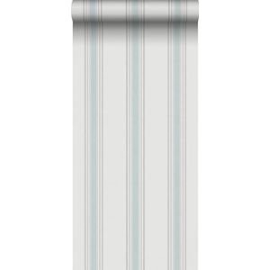 behang strepen lichtblauw en beige 53 cm x 10 m - van Sanders & Sanders