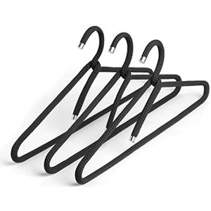 Peppermint Products Hangers, set van 3 stuks kledinghangers met textiel design van touw, antislip designerhangers voor jassen, overhemden en broeken, design: Roman Luyken kast- en garderobehanger