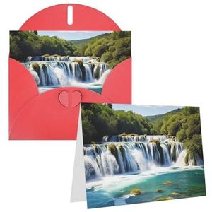 VTCTOASY Watervallen op Krka River Print Verjaardagskaart Blanco Wenskaarten Met Enveloppen Bedankje Grappige Kerstkaarten Voor Alle Gelegenheden Verjaardag Bruiloft