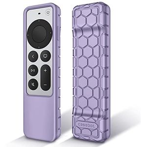 Fintie Beschermhoes voor Apple TV Siri Remote 2021 2022 - Honingkam Lichtgewicht Antislip Schokbestendige Siliconen Cover voor Apple TV 4K / HD Siri Afstandsbediening (2e Gen / 3e Gen), Lila Paars