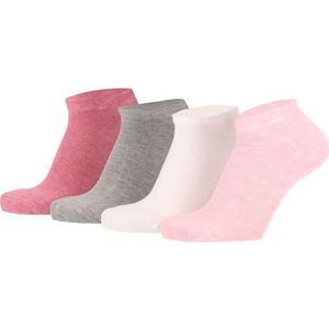 Morethansocks - Bamboe Sneakersokken Kids - Roze - 4 Pak - Maat 27/30- Sneakersokken kinderen - Kindersokken - Naadloos